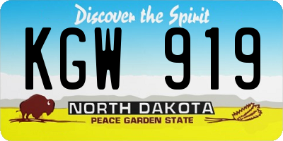ND license plate KGW919