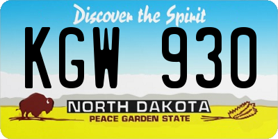 ND license plate KGW930