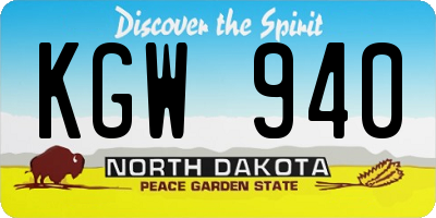 ND license plate KGW940