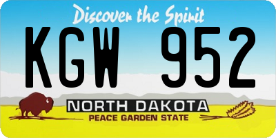 ND license plate KGW952