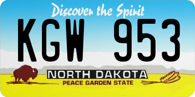 ND license plate KGW953
