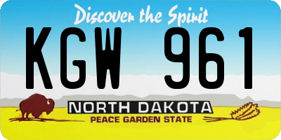 ND license plate KGW961