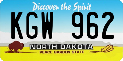ND license plate KGW962