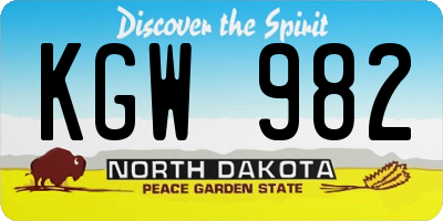 ND license plate KGW982