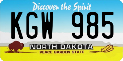 ND license plate KGW985