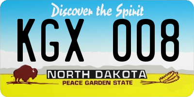 ND license plate KGX008