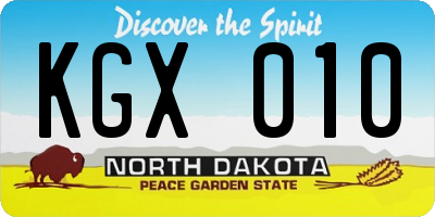 ND license plate KGX010