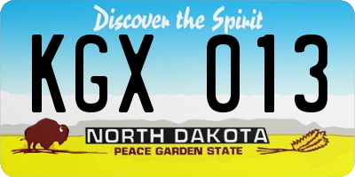 ND license plate KGX013