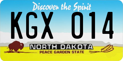ND license plate KGX014