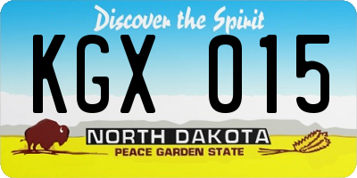 ND license plate KGX015