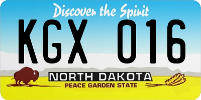 ND license plate KGX016