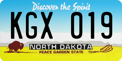 ND license plate KGX019
