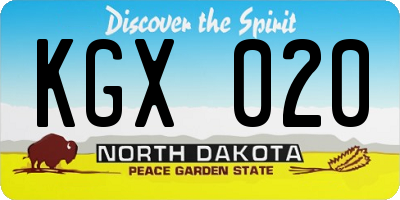 ND license plate KGX020