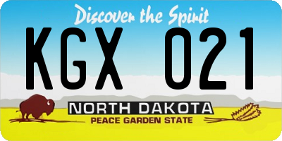 ND license plate KGX021