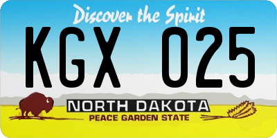 ND license plate KGX025