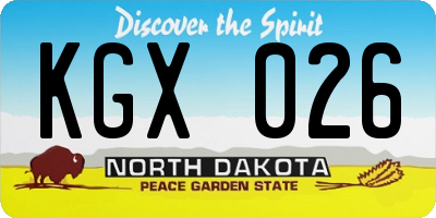 ND license plate KGX026