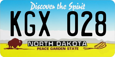 ND license plate KGX028