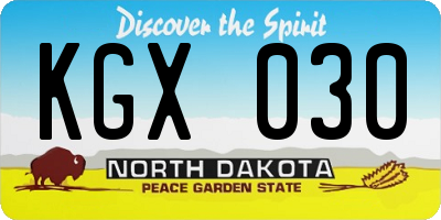 ND license plate KGX030