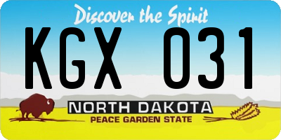 ND license plate KGX031