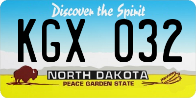 ND license plate KGX032
