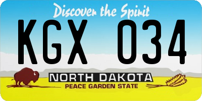 ND license plate KGX034
