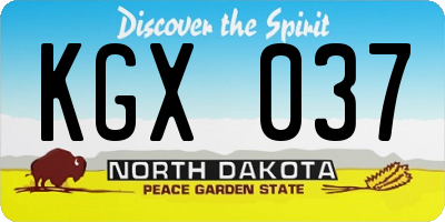 ND license plate KGX037