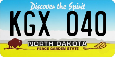 ND license plate KGX040