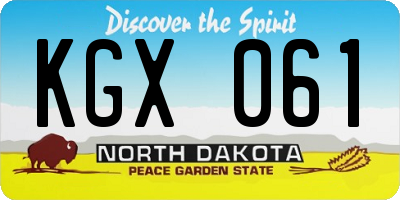 ND license plate KGX061