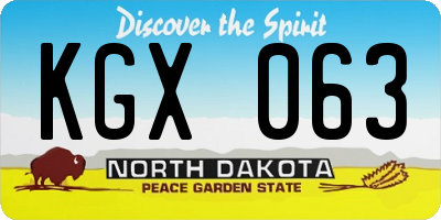 ND license plate KGX063
