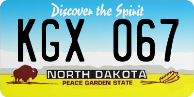 ND license plate KGX067