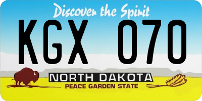 ND license plate KGX070