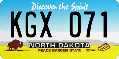 ND license plate KGX071