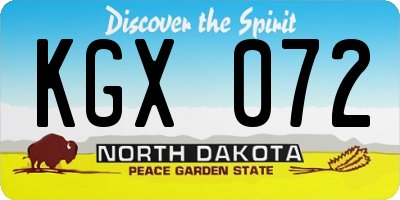 ND license plate KGX072