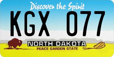 ND license plate KGX077
