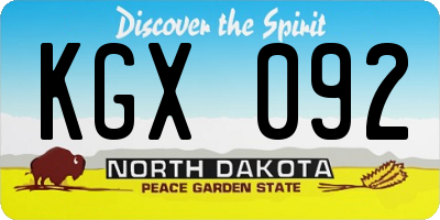 ND license plate KGX092