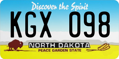 ND license plate KGX098