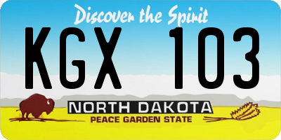 ND license plate KGX103