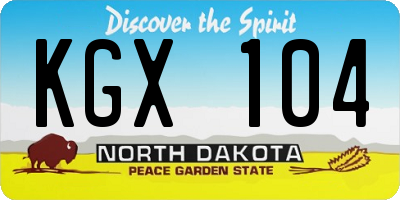 ND license plate KGX104