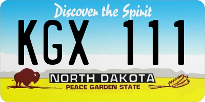 ND license plate KGX111