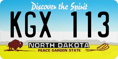 ND license plate KGX113