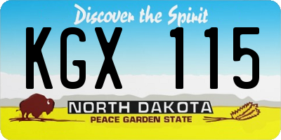 ND license plate KGX115