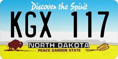 ND license plate KGX117