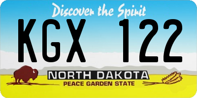ND license plate KGX122
