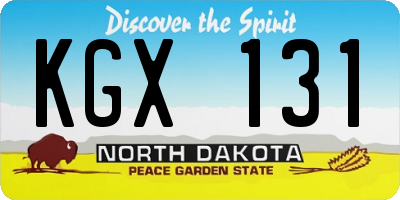 ND license plate KGX131