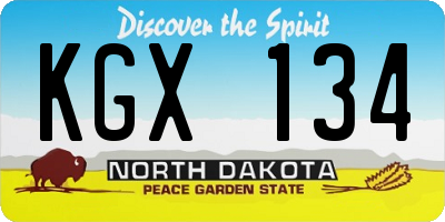 ND license plate KGX134