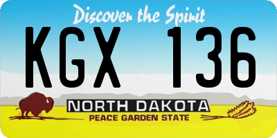 ND license plate KGX136