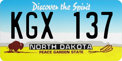 ND license plate KGX137