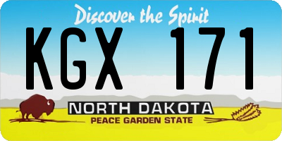 ND license plate KGX171