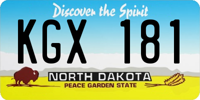 ND license plate KGX181