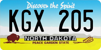 ND license plate KGX205